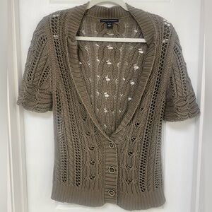 Banana Republic Short-Sleeved Sweater Olive, Size Large petite